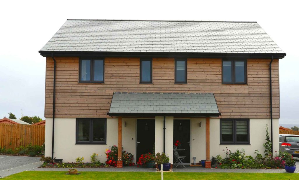 A pair of contemporary semi detached houses in Cheriton Bishop