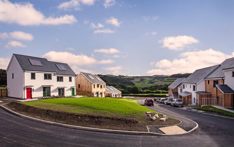 Community led housing street in Christow, Devon